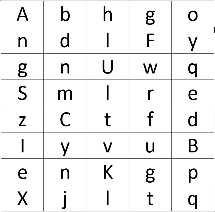 Trace the capital alphabet in the table